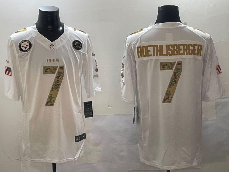 Men Pittsburgh Steelers #7 Roethlisberger White admiral 2024 Nike Limited NFL Jersey style 1